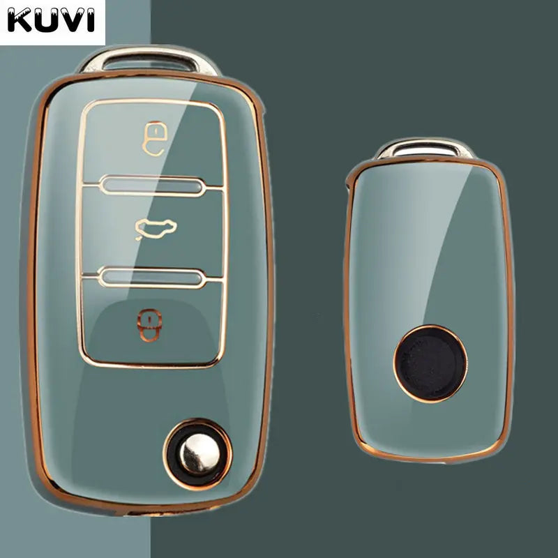 TPU Car Flip Key Case Cover Shell Fob For Volkswagen VW Polo Golf Passat Tiguan Beetle Caddy Eos Skoda Octavia Seat Leon Altea