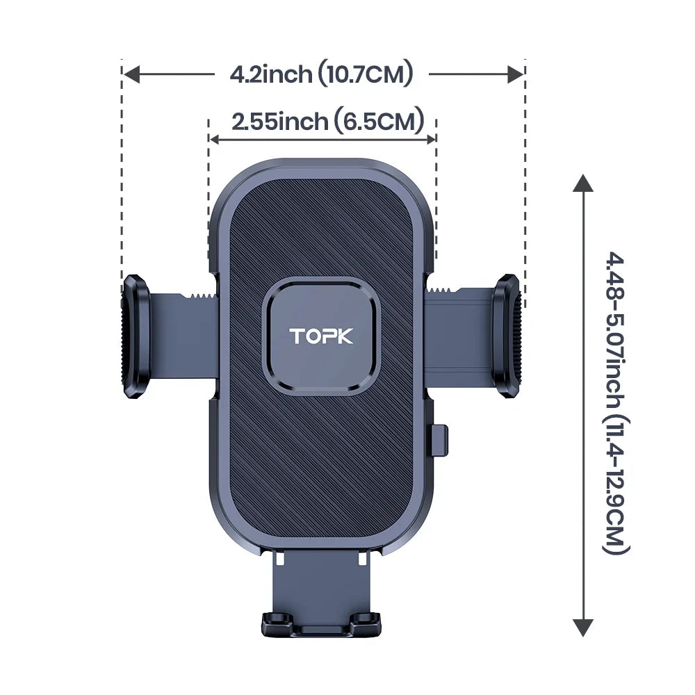 TOPK Upgraded Metal Hook Car Phone Holder Phone Holder Car Air Vent Automobile Cell Phone Mount Stand For All Smartphones