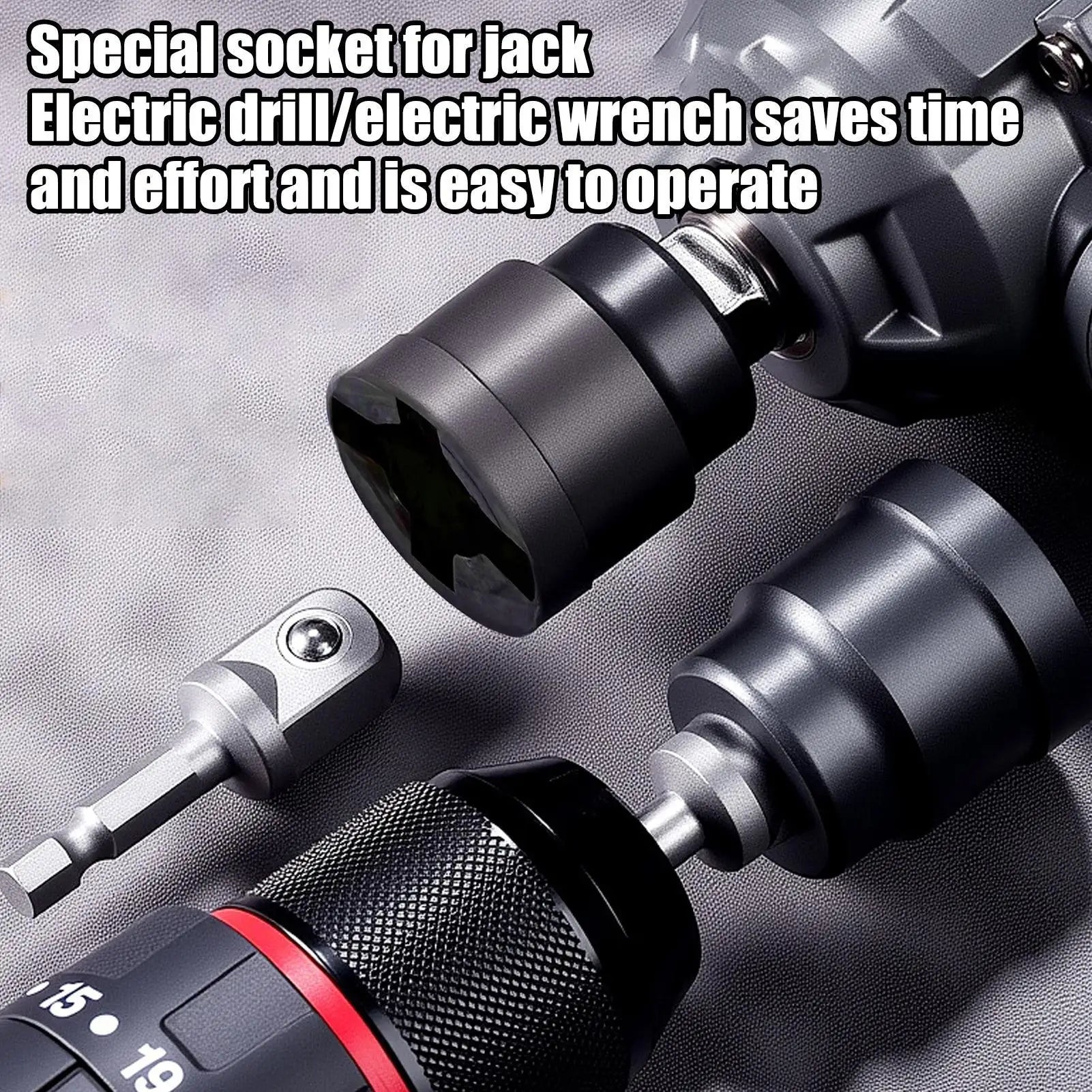 Universal Scissor Car Jack Adapter Rv Stabilizer Jack Drill Adapter Car Disassemble Tool Steel Ball Joint Rod Impact Wrench Tool
