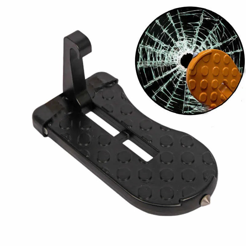 Foldable Car Roof Rack Step Car Door Step Universal Latch Hook Auxiliary Walking Car Foot Pedal Aluminium Alloy Safety Hammer