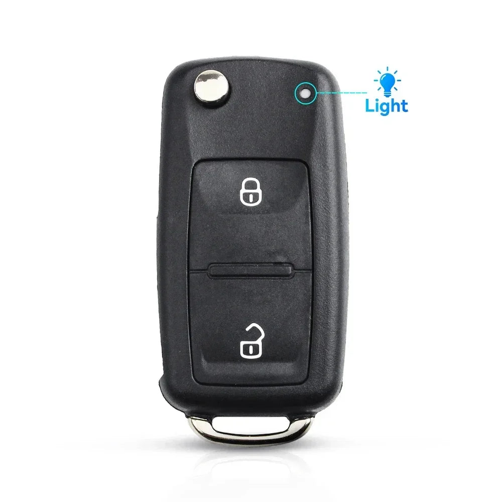 KEYYOU 3 Button Car Key Shell Modified Flip Folding Key Case Casing for Golf Tiguan Polo Jetta Skoda Seat 5K0 837 202AD