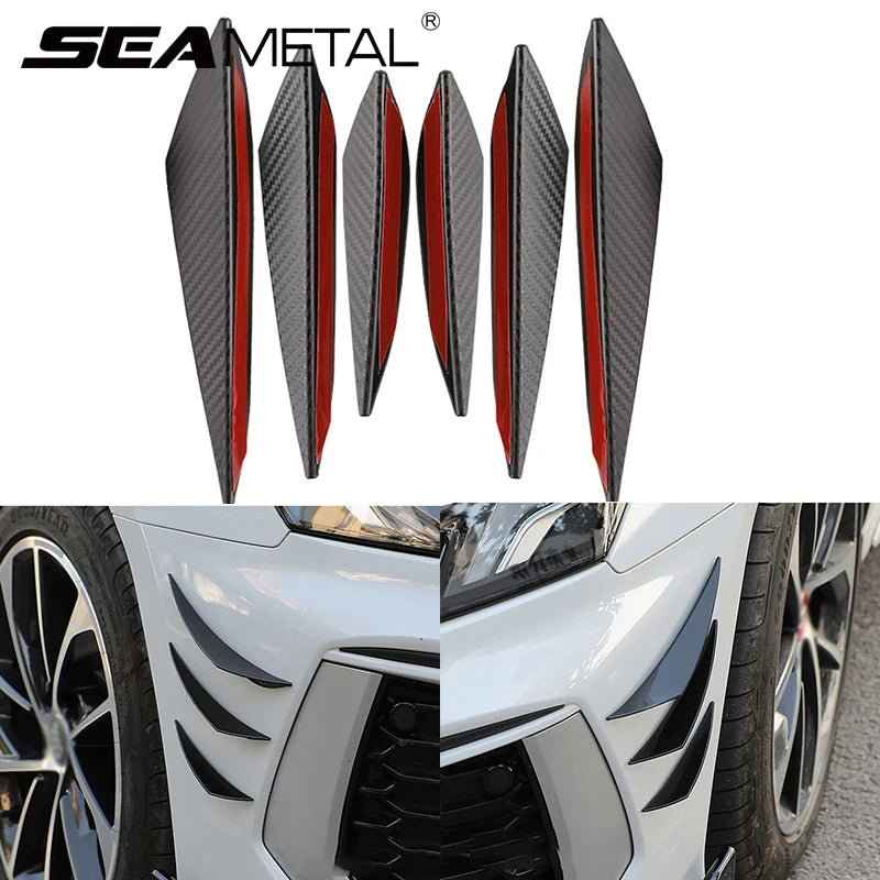 SEAMETAL 6pcs/Set Universal Front Bumper Lip Diffuser Splitter Fins Body Spoiler Car Tuning Canards Valence Chin Car Decoration