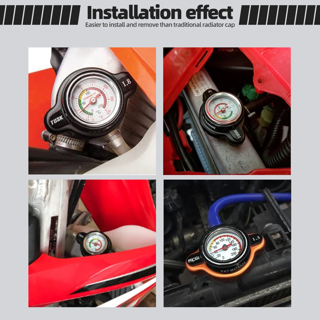 Bar High Pressure Radiator Cap 25.6Psi With Temperature Gauge For Honda Yamaha Kawasaki Suzuki Polaris Ranger Motorcycle ATV