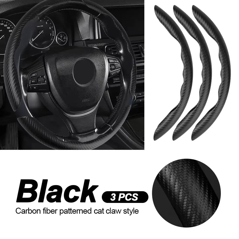 Car Universal 38cm Carbon Fiber Car Steering Wheel Cover Non-slip Card Cover Auto Steering Wheel Handle Booster Protective Cover