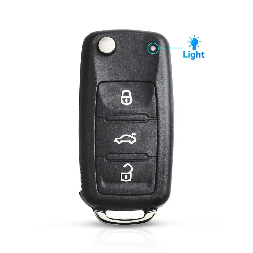 KEYYOU 3 Button Car Key Shell Modified Flip Folding Key Case Casing for Golf Tiguan Polo Jetta Skoda Seat 5K0 837 202AD