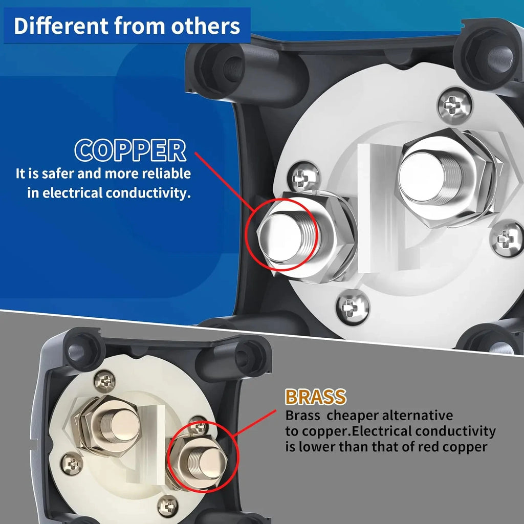 Battery Disconnect Switch 12V 48V RV Car Marine Battery Switch Copper Battery Cut Off Switch for Boat ATV UTV Vehicles