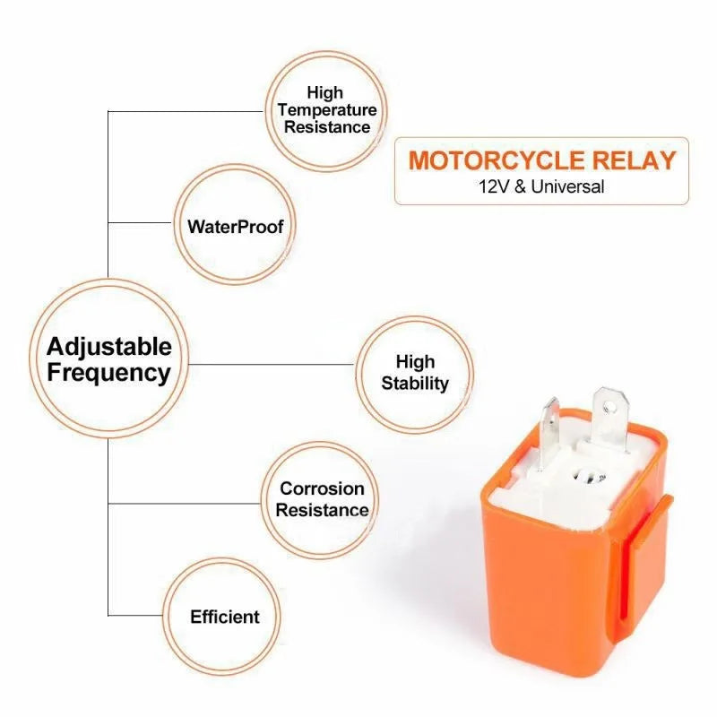 2Pin Motorcycle LED Flasher Relay Adjustable Frequency of Turn Signal Blinker Indicator Flasher Relays For Motorbike Accessories