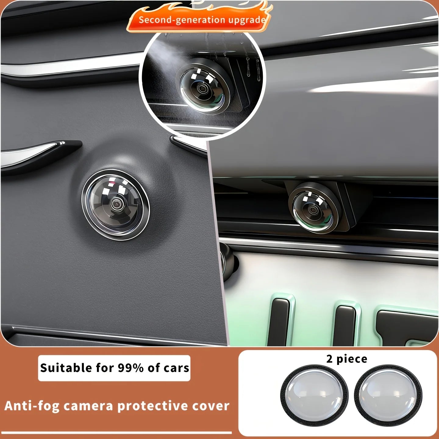 New Car 360° Panoramic Camera Lens Protective Cover Anti-Scratch Dustproof Waterproof Parking Lens Protector for Most SUV Sedan