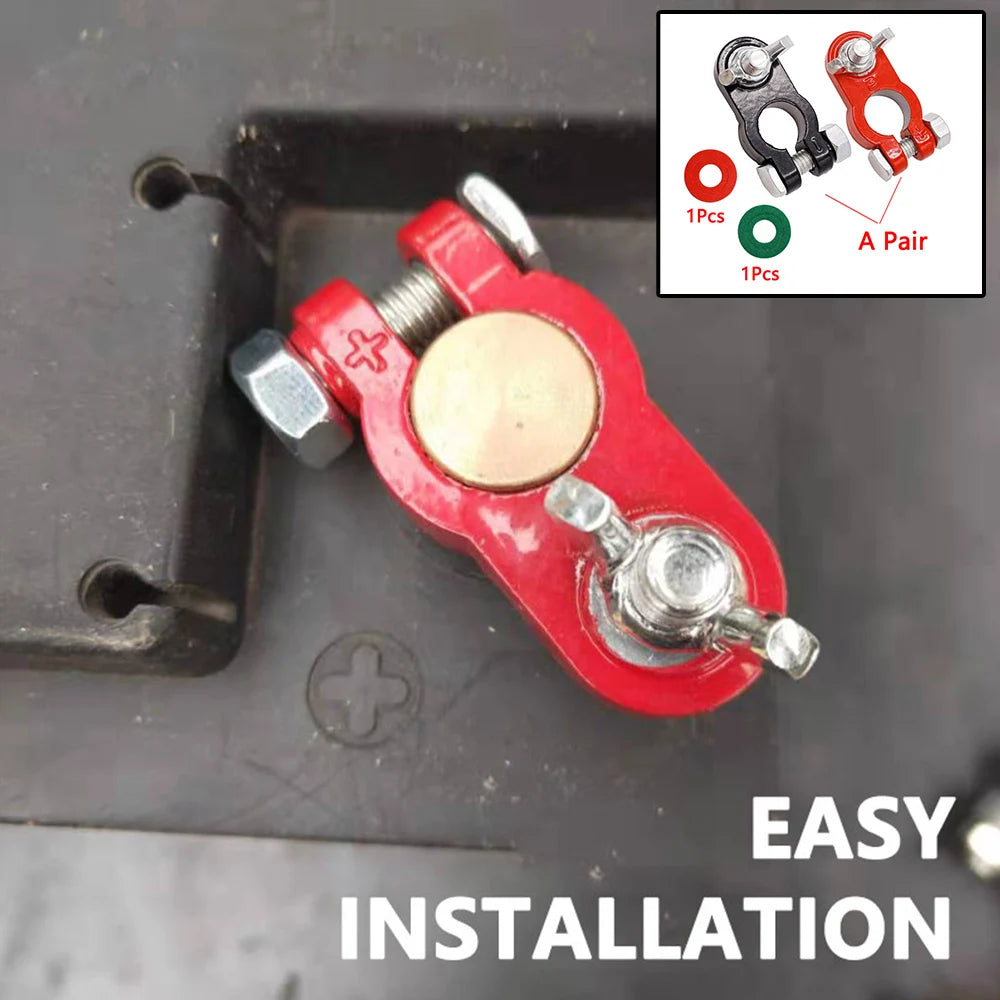 2Pcs Car Battery Terminal Cables Connectors Car Bornes Main Cable Top Post Clamp12V 24V Terminal Screw Connection for Car Truck