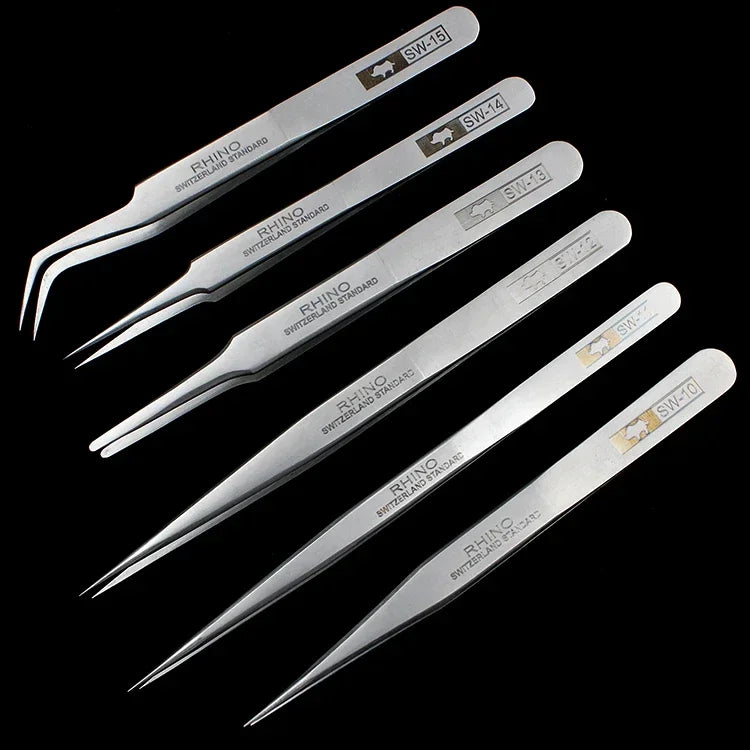 Durable RHINO RH Japanese Tweezers Sharp Hard High Precision for Small Objects Watch Phone Repair