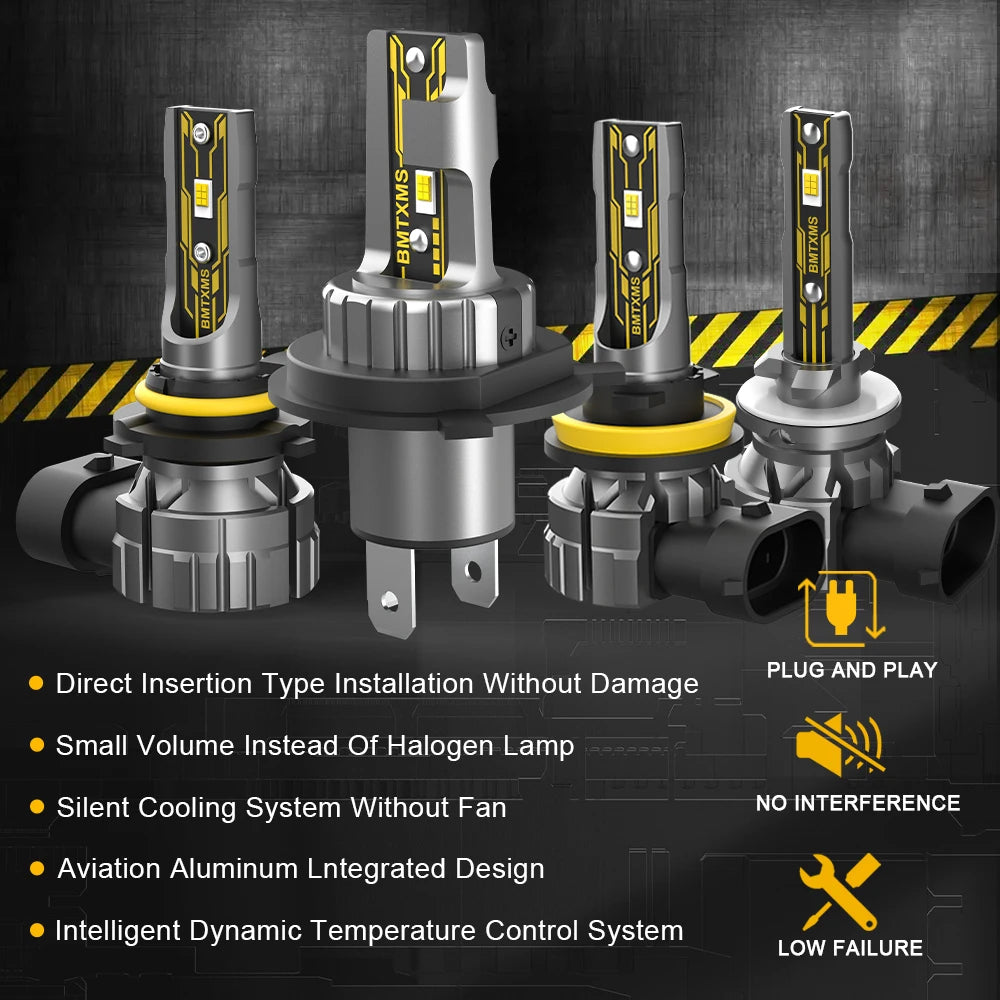 BMTxms 2PCS H4 LED Hi/Lo Headlight 12000LM H8 H11 H16JP H10 HB3 9005 HB4 9006 H27 H27W 881 880 Led Fog DRL Lights CSP Chips Bulb