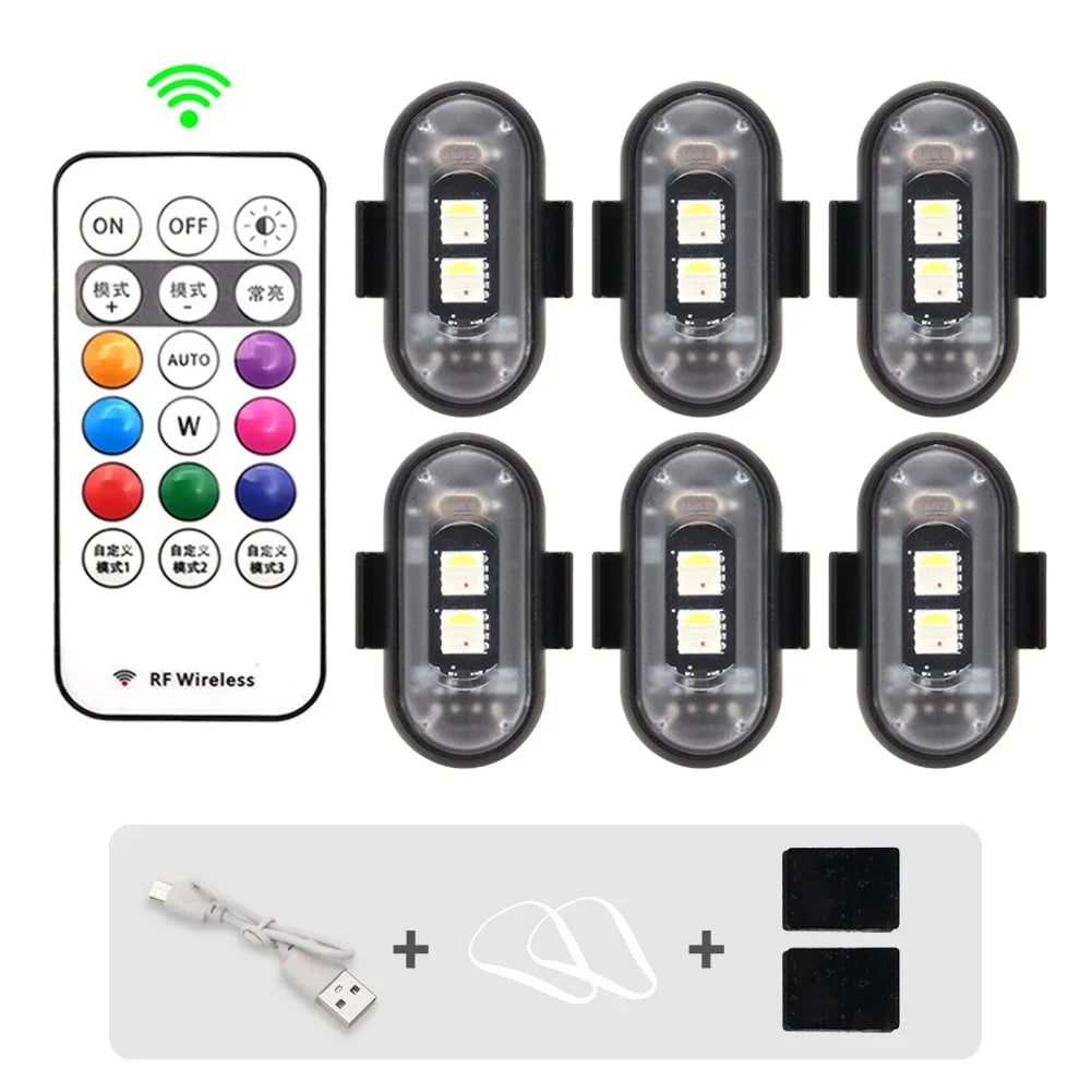 Wireless Car Atmosphere Light LED Strobe Lights Warning Lights RGB Led Aircraft Strobe Lights Car Motorcycle LED Lamp