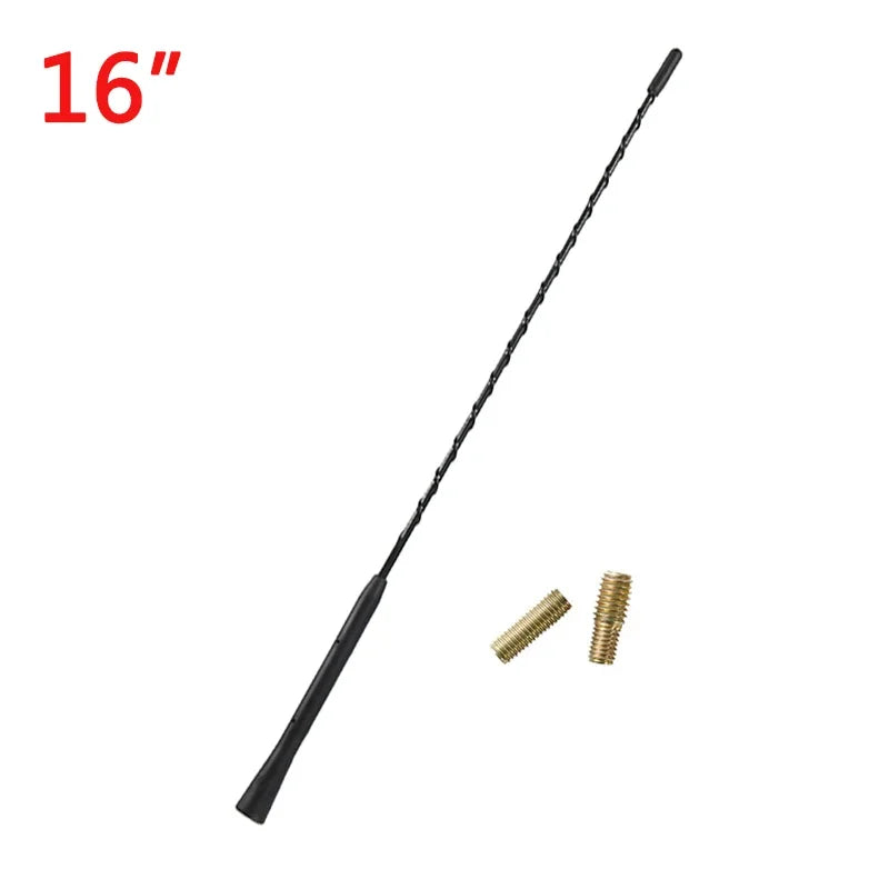 9/11/16 Inch Universal Car Anti-noise Flexible Roof Mast Whip Stereo Radio FM/AM Signal Aerial Amplified Antenna With Two Screws