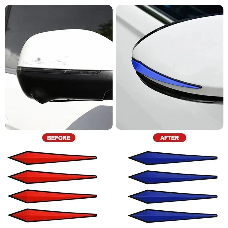 4pcs/set Car Anti-collision Protective Strips Body Door Rearview Mirror Edge Antis-scratch Protection Rubber Strip 3D Sticker Ne