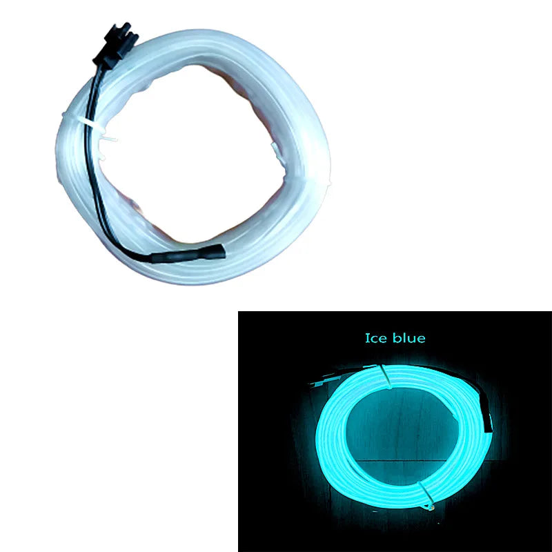 1M/3M/5M Neon LED Car Interior Decorative Lamps Strips USB Drive For DIY Decorative Dashboard Console Ambient Light Cold Light