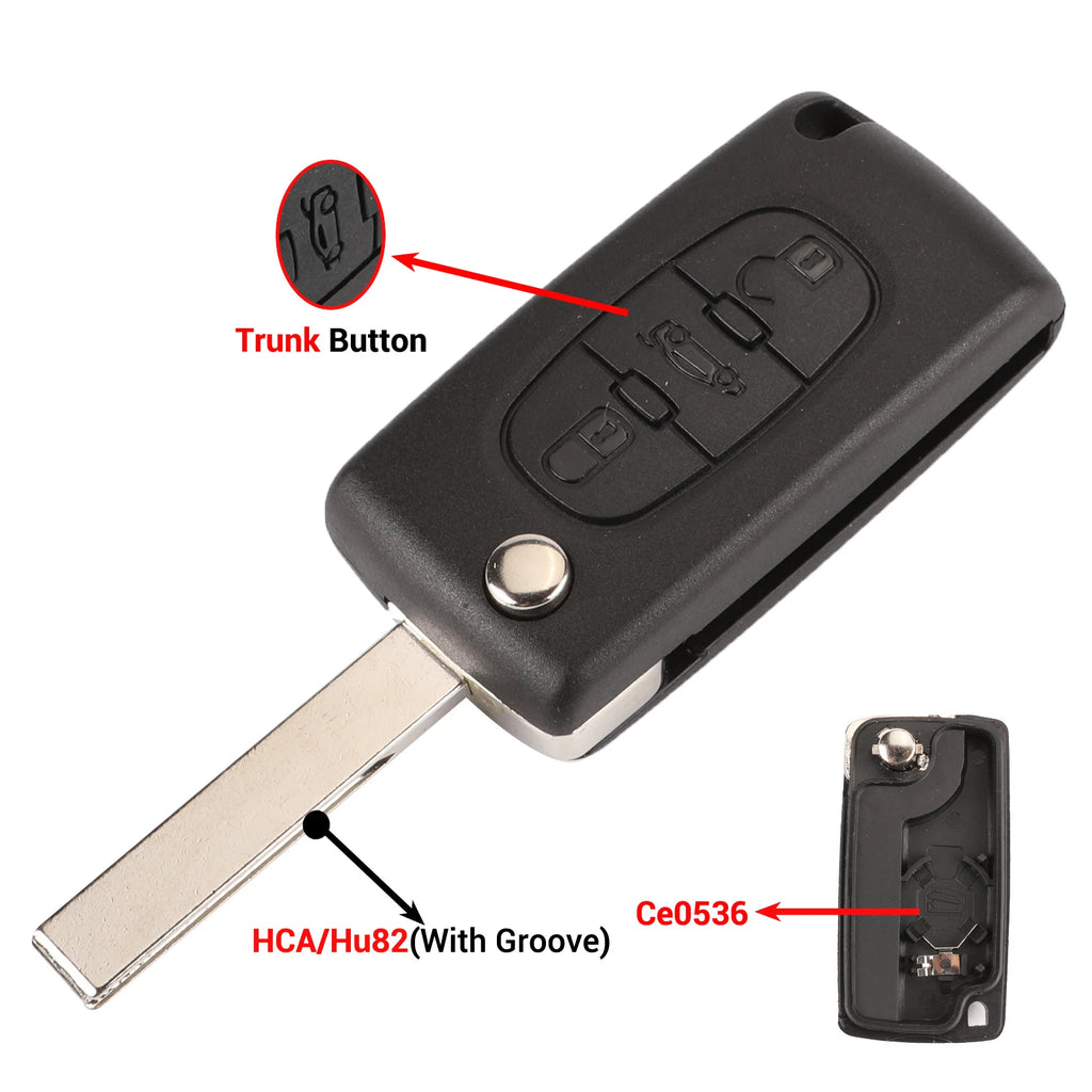 jingyuqin Car Key Case Shell For Peugeot 307 407 308 607 For Citroen C2 C3 C4 C5 C6 C8 XSARA PICA CE523 HU83 CE536 VA2