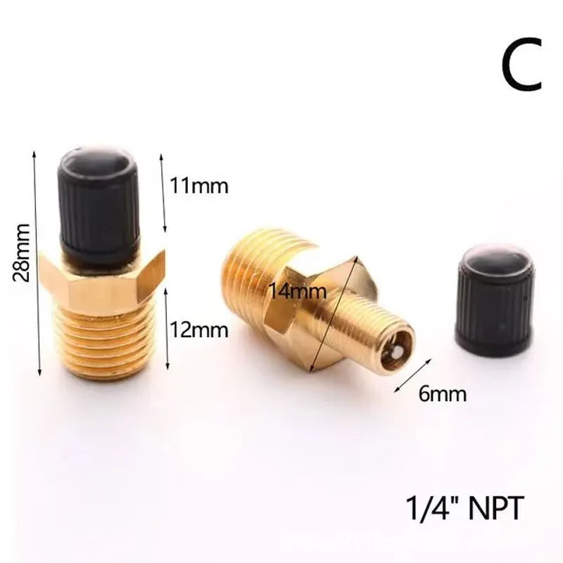 1/4 NPT 1/8 NPT M10 Air Compressor Tanks Fill Valve Anti-Corrosion Brass Schrader Valve Automobile Tire Valve Core Tire Coppe