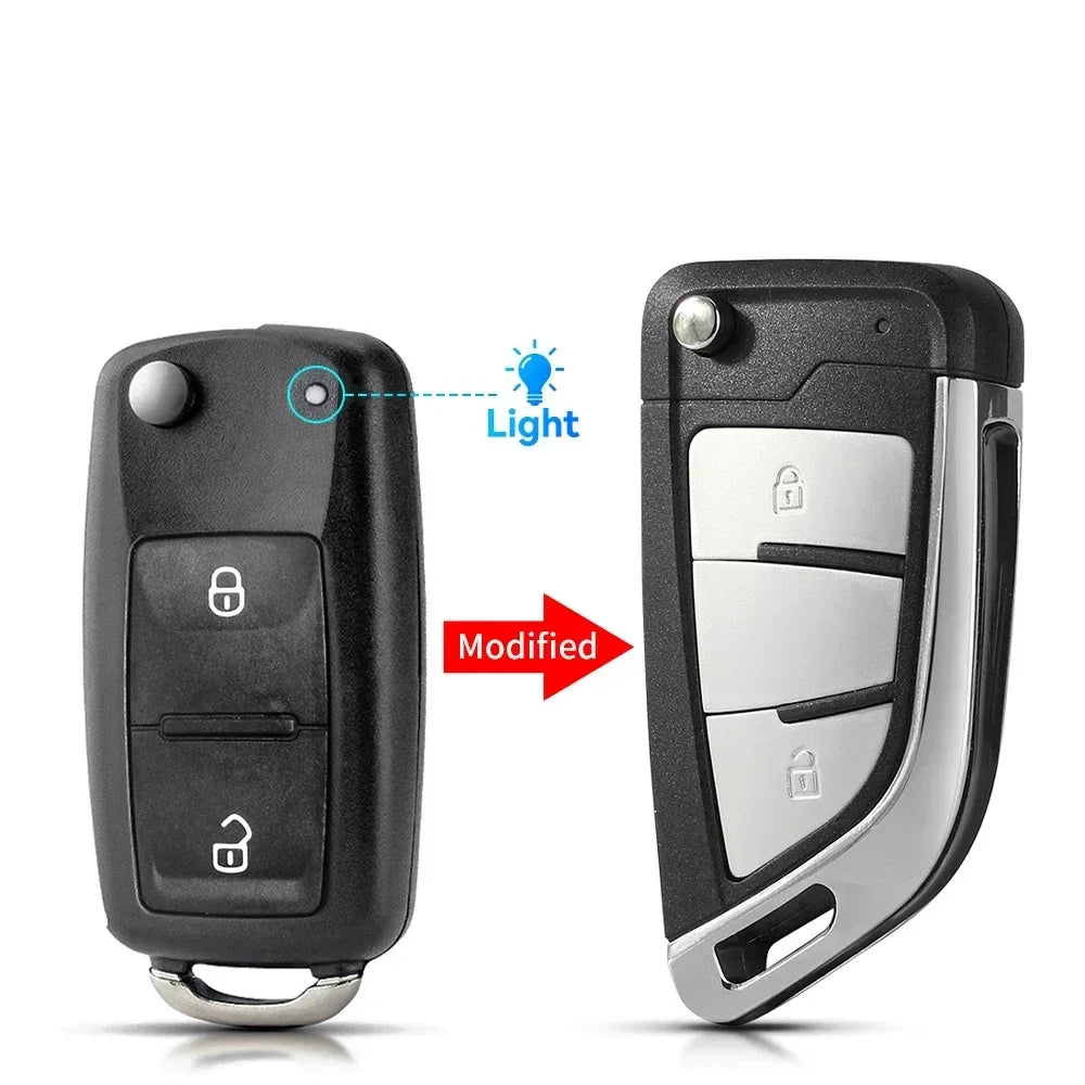 KEYYOU 3 Button Car Key Shell Modified Flip Folding Key Case Casing for Golf Tiguan Polo Jetta Skoda Seat 5K0 837 202AD