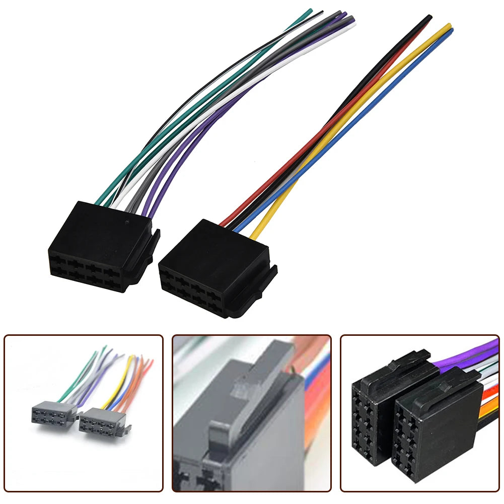 Car Stereo Radio ISO Cable Adapter ABS Universal Male Plug To Female Connector Wiring Harness Automobile Accessories