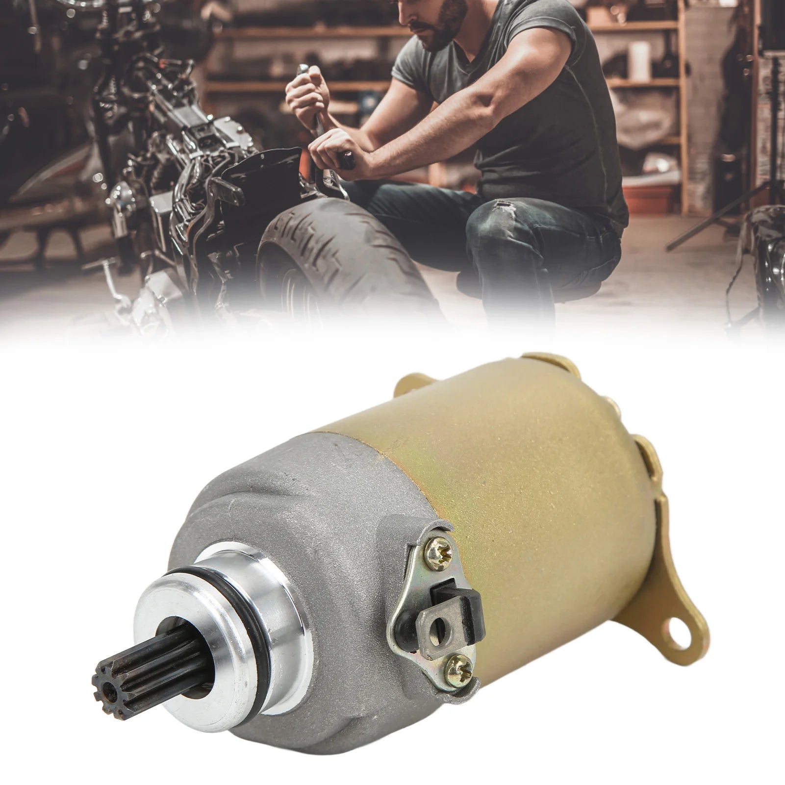 ATV Starter Motor Starter Motor 9 Teeth Metal Starter Motor Replacement for GY6‑125 150 157CC Engine Scooter Motorcycle ATV