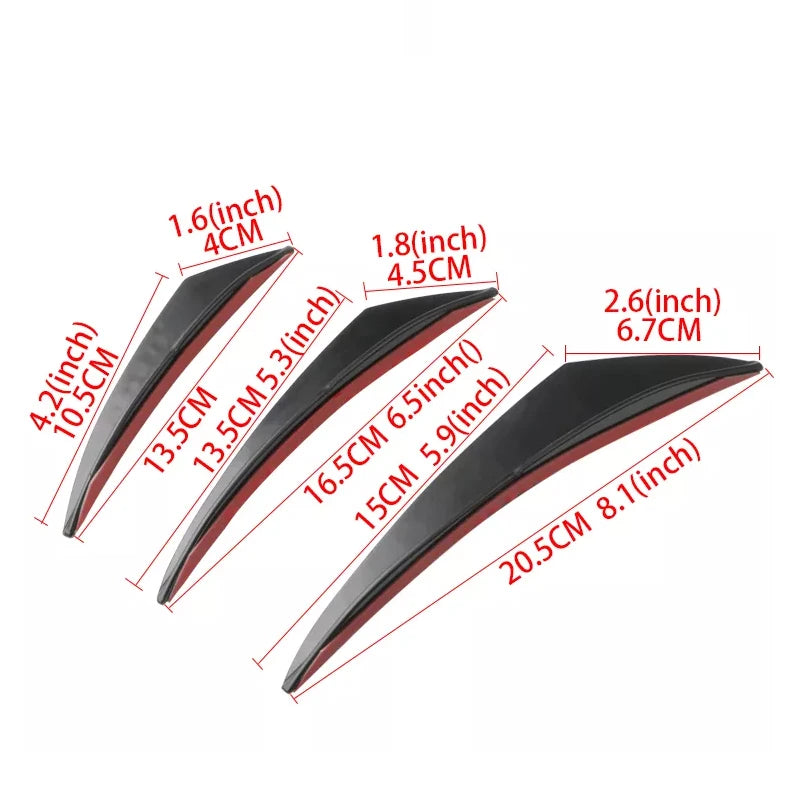6pcs Universal Rubber Car Front Bumper Lip Protector Rear Diffuser Black Carbon Fiber Spoiler Splitter Wing Protection Guard