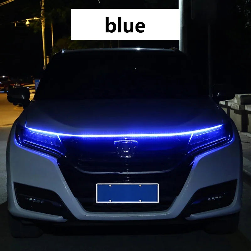 1.2M/1.5M/1.8M Car DRL Led Lights Strip For Hood Flexible Car Engine Cover Decoration Headlight Universal Daytime Running Lights