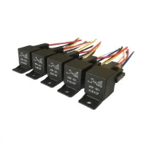 5Pcs Automotive Relay 12V or 24V 5Pin 40A Car Relay with Black Red Copper Terminal Auto Relay Socket SPDT Harness Cable