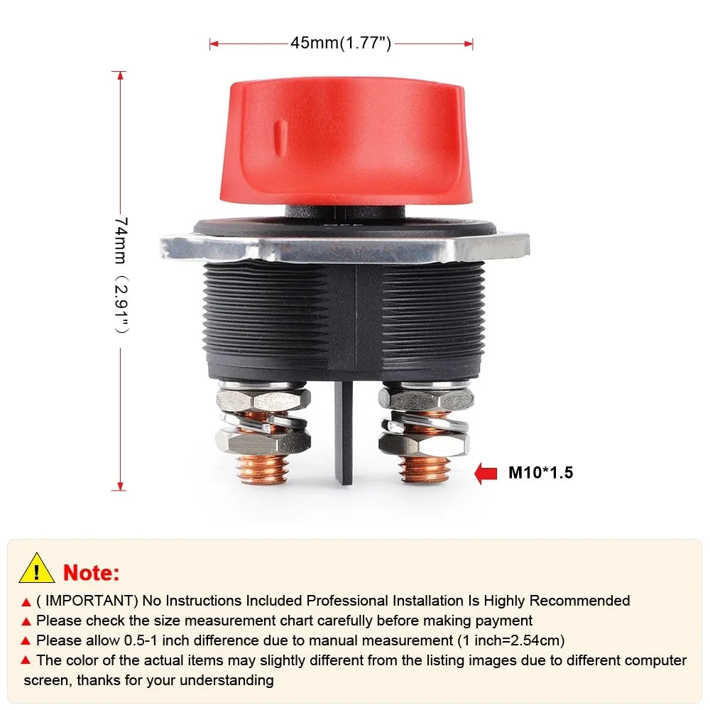 DC 12V 50A 100A 200A 300A Car Rally Battery Switch Disconnecter Power Isolator Cut Off Switch Kit For Truck Car Motorcycle Boat