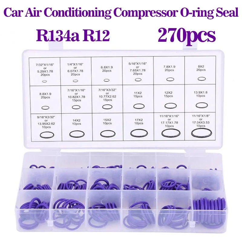 O Ring Set Seal Kit R134a R12  HNBR Rubber O-Rings Assortment For Car Automotive Air Conditioner A/C System Repair Tool