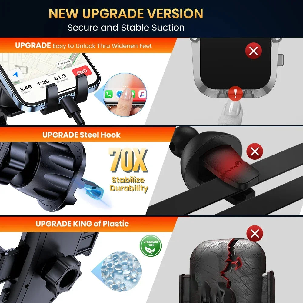 TOPK Upgraded Metal Hook Car Phone Holder Phone Holder Car Air Vent Automobile Cell Phone Mount Stand For All Smartphones