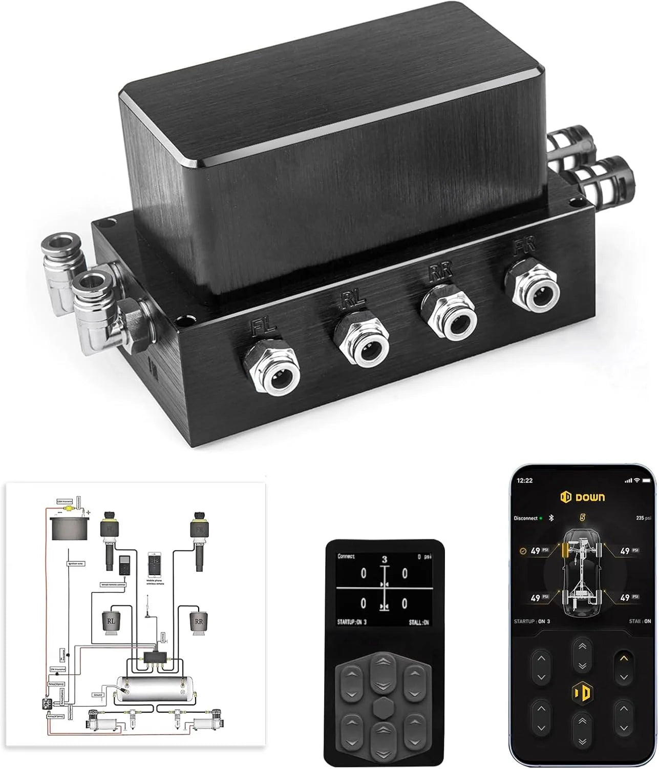 The complete set of car air suspension comes with a full set of accessories and supports mobile app control