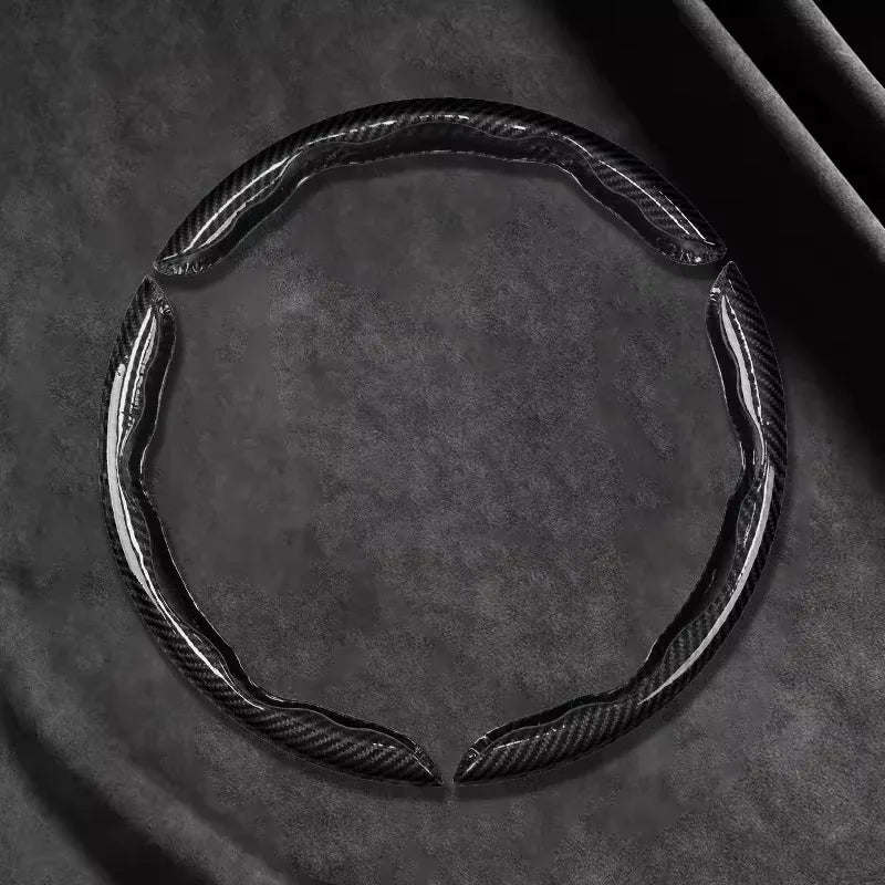 Car Universal 38cm Carbon Fiber Car Steering Wheel Cover Non-slip Card Cover Auto Steering Wheel Handle Booster Protective Cover