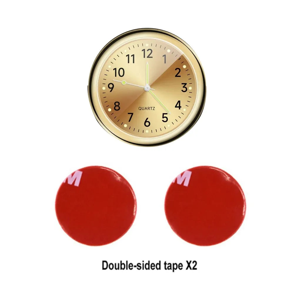 Mini Luminous Car Clock Automobiles Internal Stick-On Watch Mechanics Quartz Clocks Auto Ornament 40/43mm Mini Digital Clock