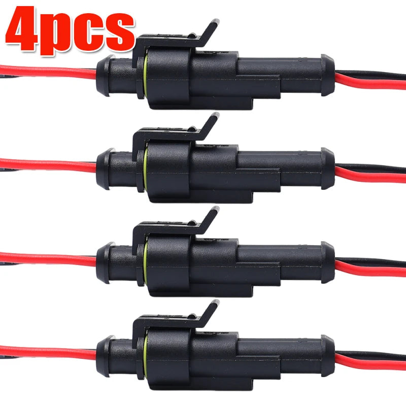 2Pin Automotive Electrical Connector Waterproof Male and Female Plug Cable Car Connector Plug Kit for LED Light Motorcycle Boat
