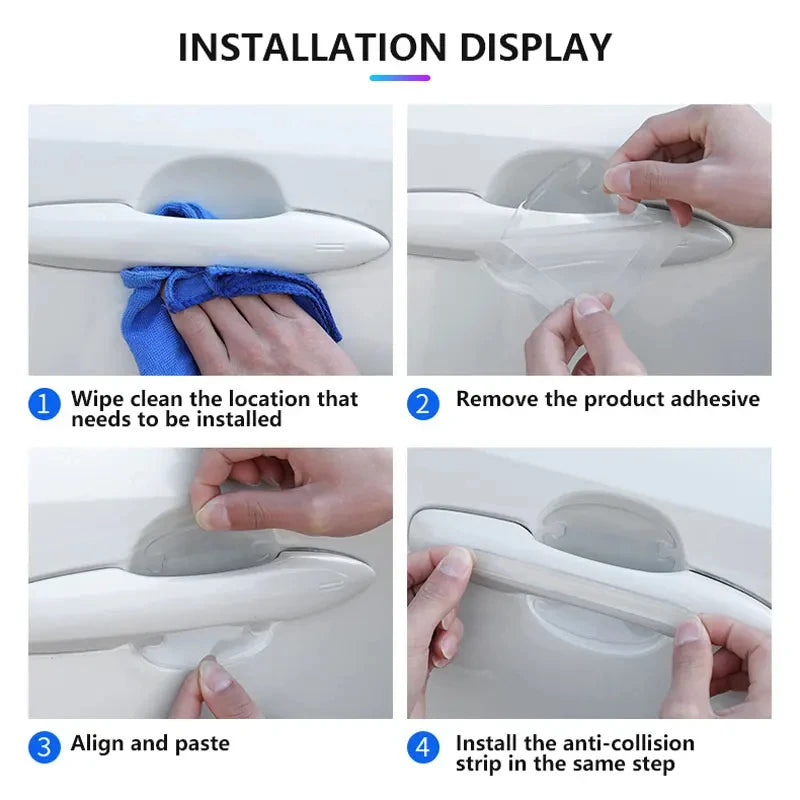 8Pcs Car Door Handle Bowl Anti-Scratch Protective Stickers Universal Invisible Protection Film Anti-Collision Strip Accessories