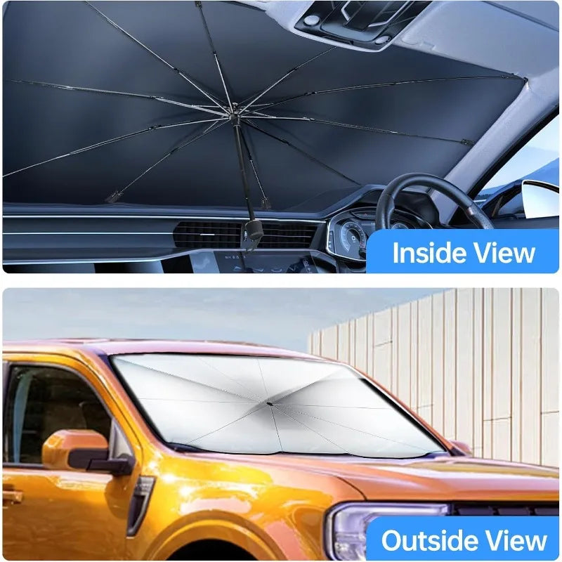 Car Windshield Sun Shade Umbrella – Foldable Front Window Sunshade with Heat Insulation & UV Protection for Cars, SUVs, Trucks