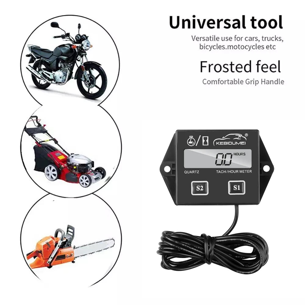 Digital Motor Speedmeter Engine  Hour Meter Tachometer Gauge RPM LCD Display For Gasoline 2/4 Stroke Boat Motorcycles Chainsaw