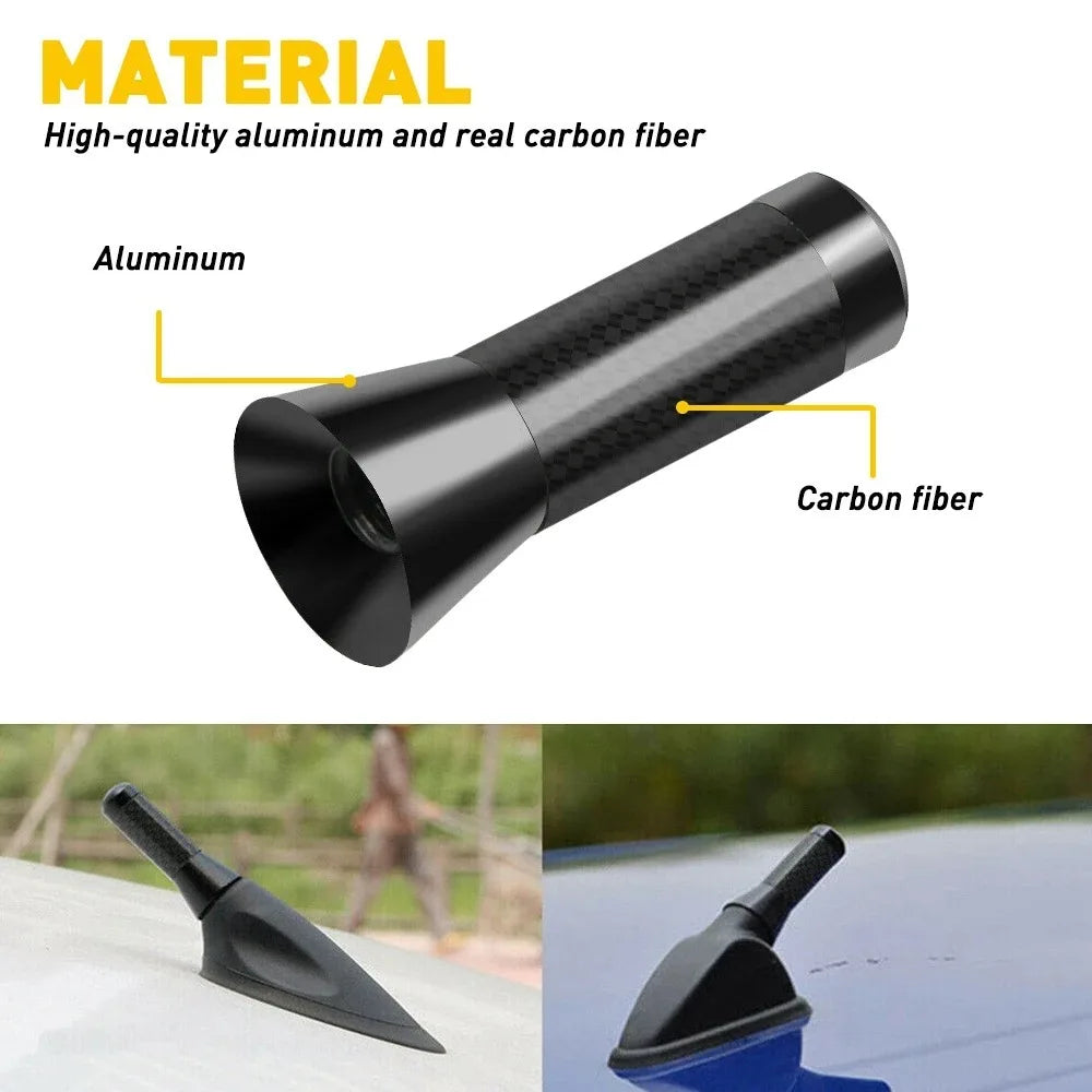 3.5cm Universal Car Short Radio Antenna Carbon Fiber Black Car Roof Antenna Radio Aerial FM/AM Metal Receiving Antennas