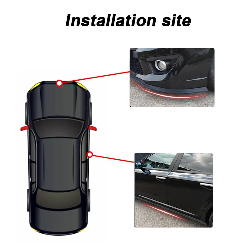Universal Car Front Bumper Lip Rubber 2.5m/98.43in Bumper Protector Black Bumper Lip Strip Car Side Skirt Direct tailoring