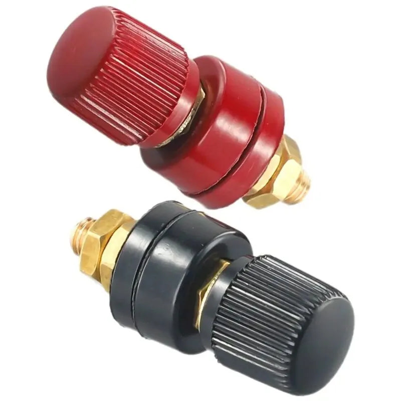 2Pcs Black /red New 6mm Brass Stud Premium Remote Battery Power Junction Post Connector Terminal Kit Automotive Connectors