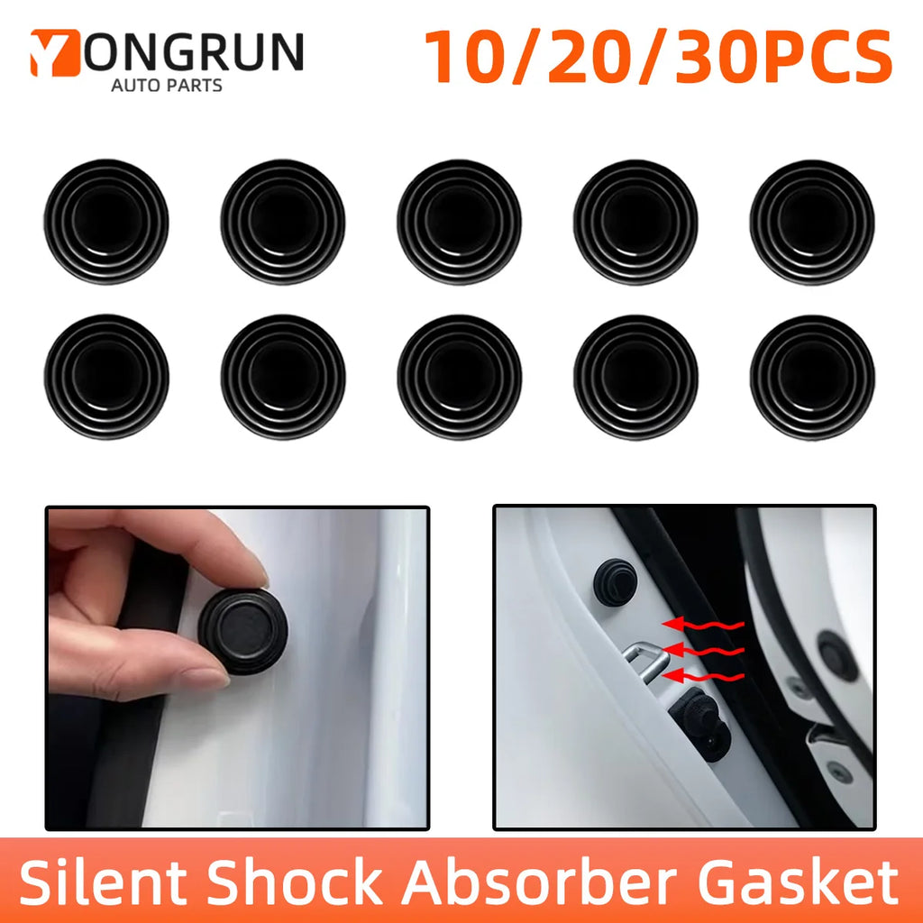 YONGRUN 10/20/30PCS Car Door Crash Pads Black Noise Reducing Self-Adhesive Silicone Pads Trunk Shock-Absorbing Silicone Pads