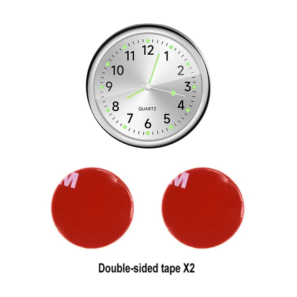 Mini Luminous Car Clock Automobiles Internal Stick-On Watch Mechanics Quartz Clocks Auto Ornament 40/43mm Mini Digital Clock