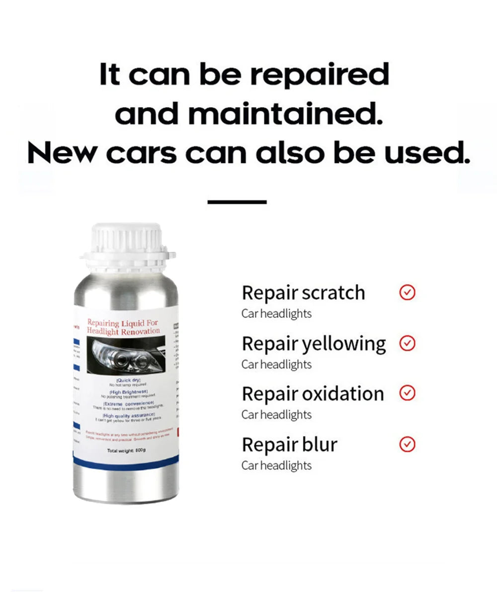 Car Headlight Polishing Kit 800ML Headlights Restoration Liquid Polymer Car Headlamp Renovation Repair Clean Kit Automobile Tool