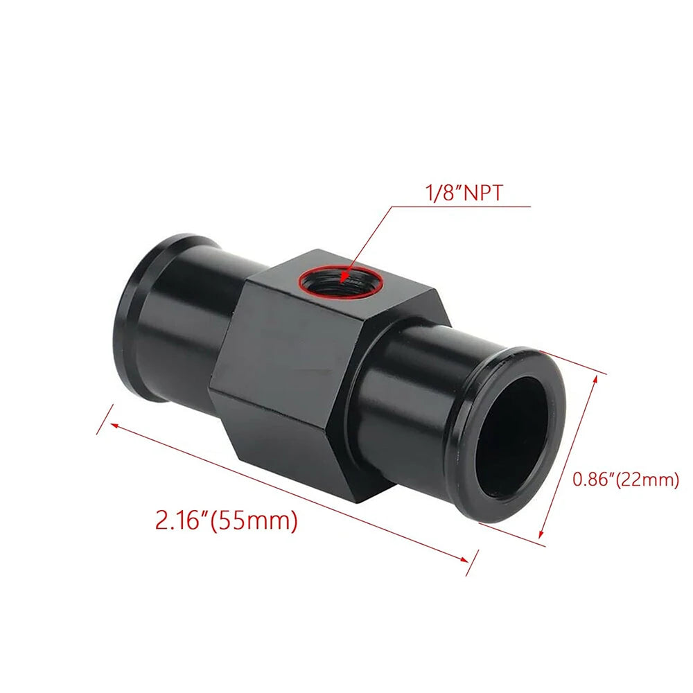 Black Water Temp Gauge Radiator Temperature Water Temp Joint Pipe Sensor 18MM 20MM 22MM 24MM Hose Adapter