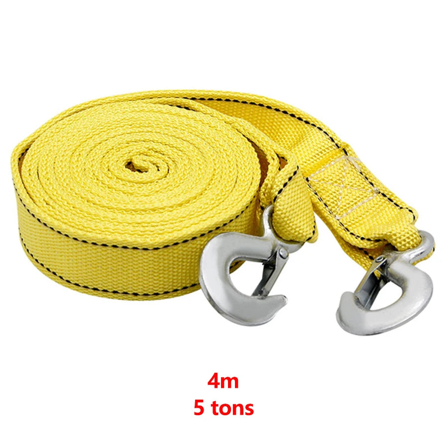 Universal Car Tow Cable Heavy Duty 5 Ton Trailer Rope Towing Pull Rope Strap Hooks Van Road Recovery Car Accessories