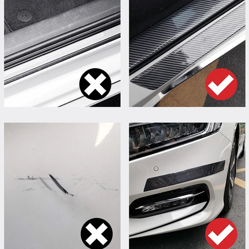 SEAMETAL Car Stickers Anti Scratch Door Sill Protector Strip Carbon Fiber Car Threshold Protection Bumper Film Car Accessories