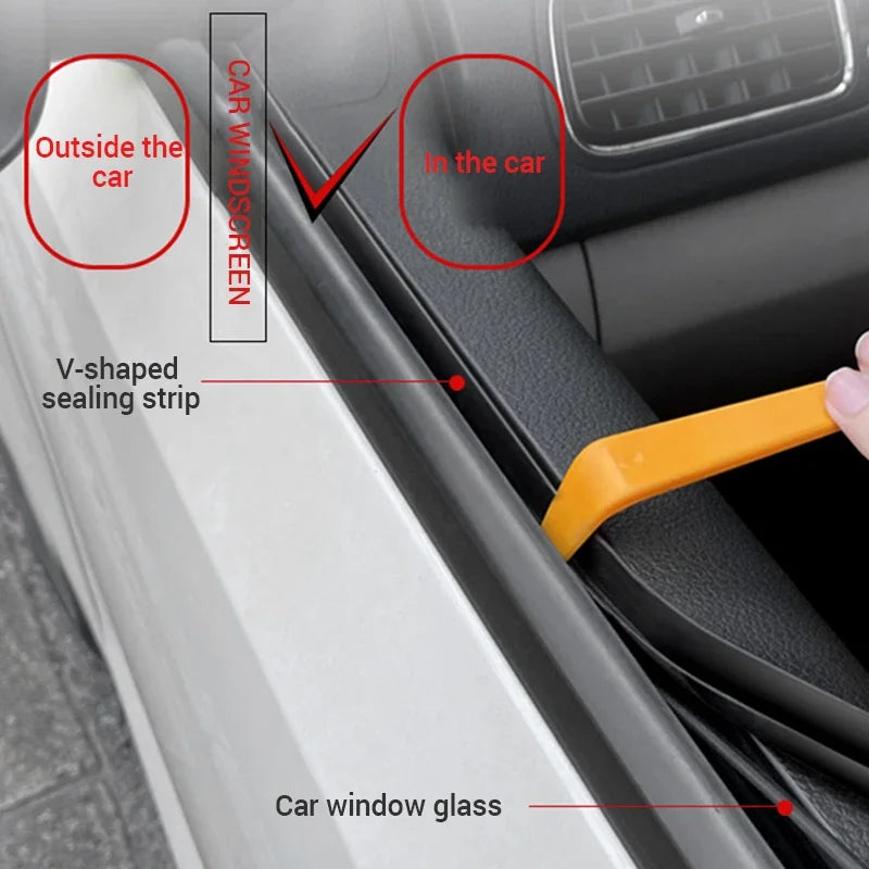 SEAMETAL Car Window Seal Strip V Shape Car Side Window Sealing Strip Rubber Seal Filler Noise Insulation Weatherstrip Sealant