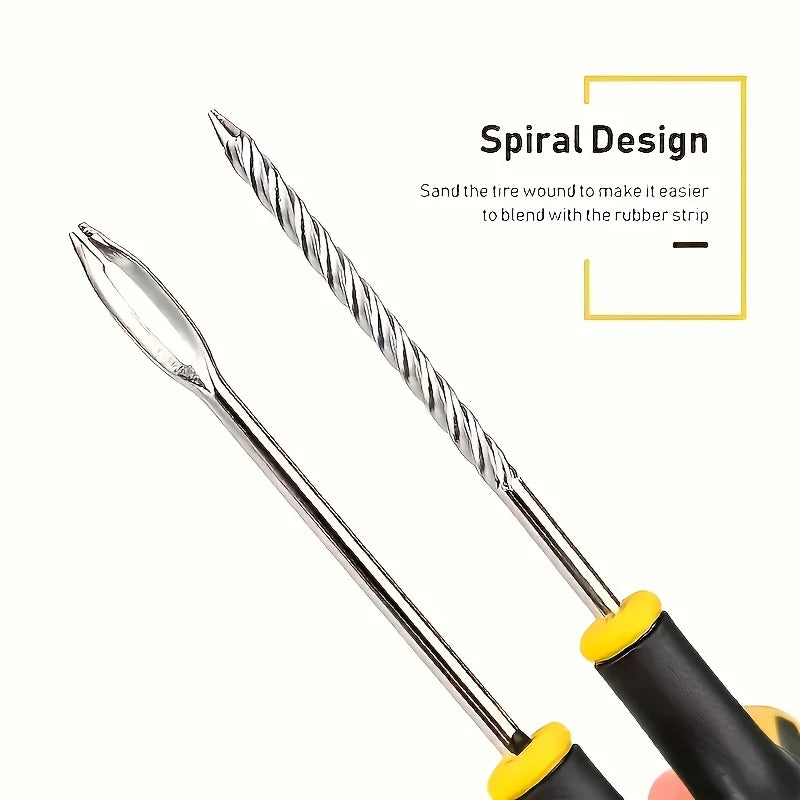 Universal Vacuum Tire Repair Kit - Emergency Puncture Fix for Car/Moto/Bike/Truck/SUV, With and Without Glue, Portable Fix