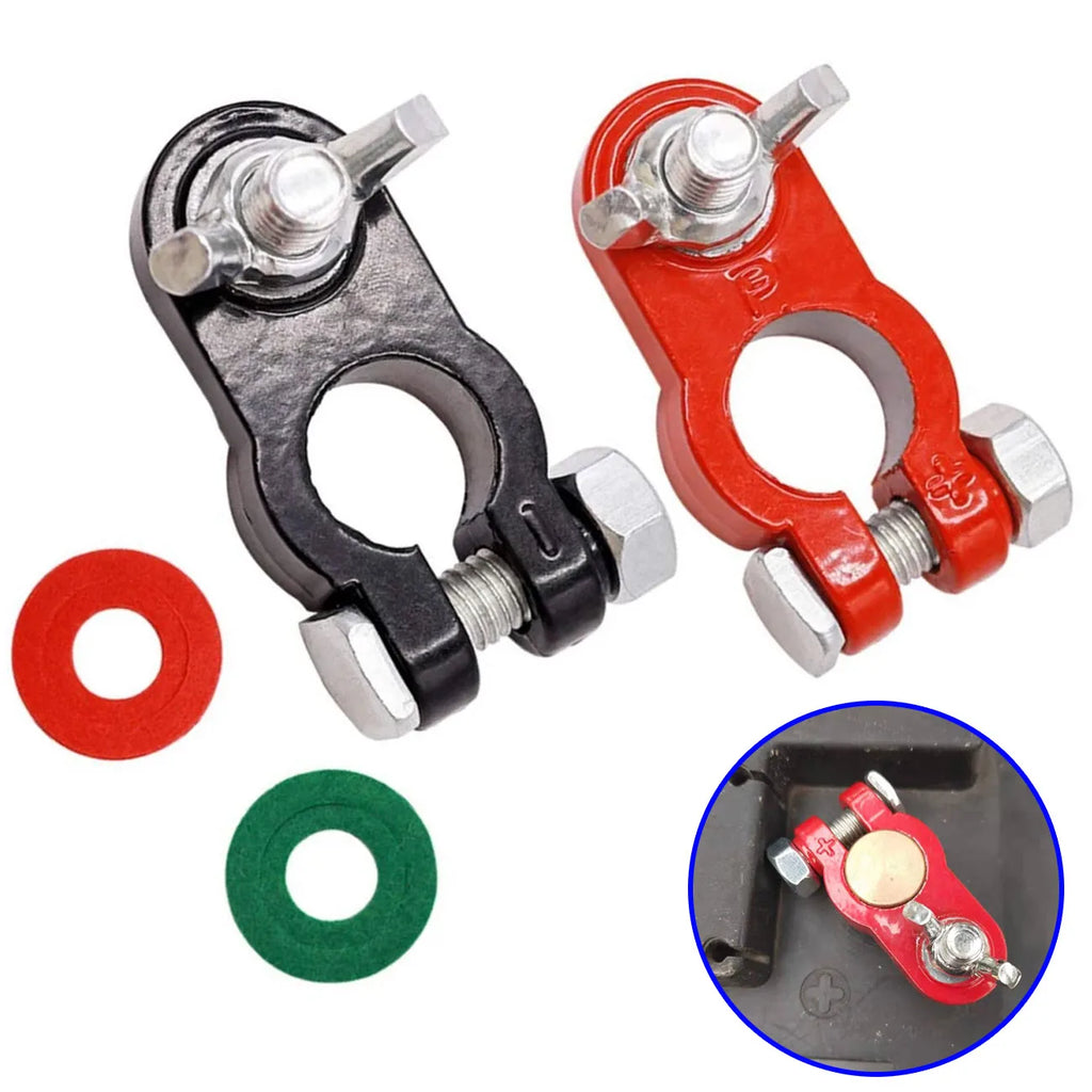 2Pcs Car Battery Terminal Cables Connectors Car Bornes Main Cable Top Post Clamp12V 24V Terminal Screw Connection for Car Truck