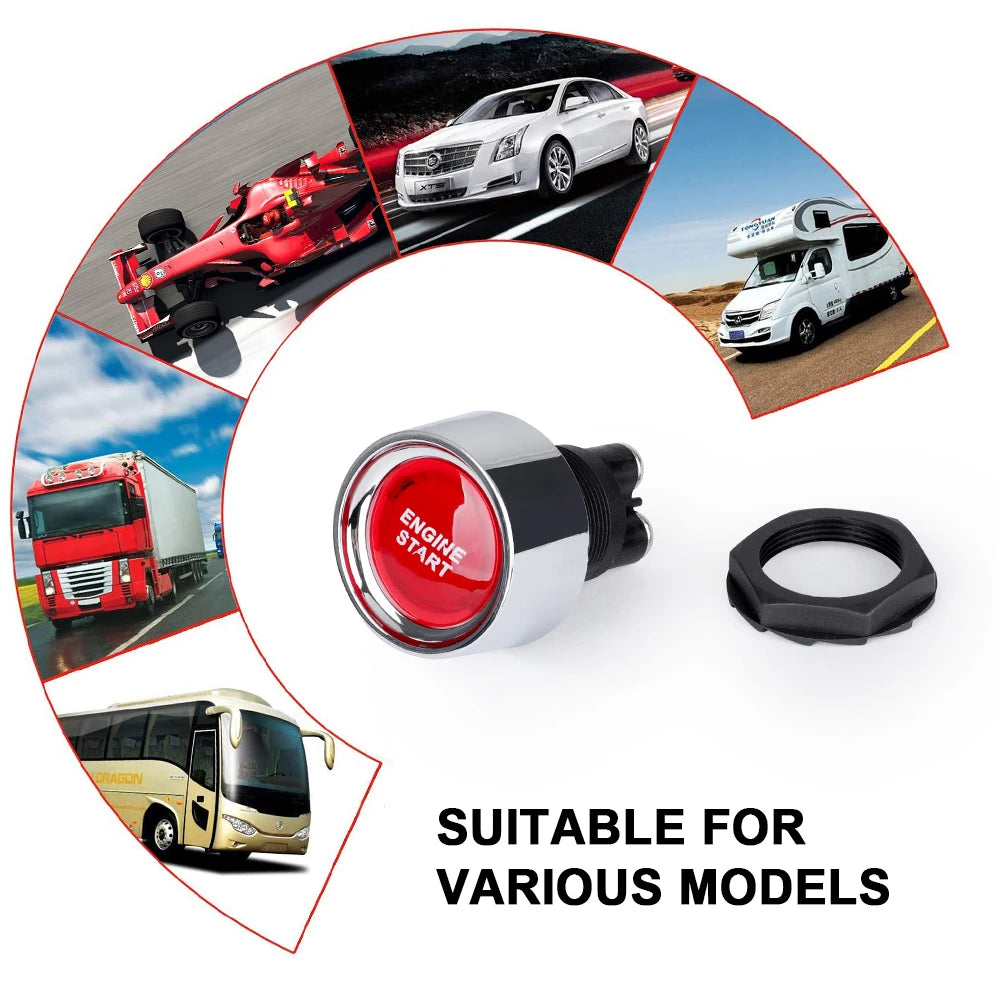 Car Engine Start Ignition Switch 12V 50A 3 Pin SPST Momentary Keyless Push Button Starter Switches ON OFF For Cars Marine RV